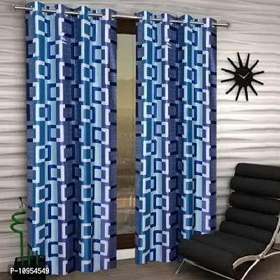 New panipat textile zone Premium Polyester Window Eyelet Curtain??(4x5 feet, Pack of 2) Color - Blue