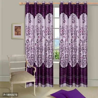 New panipat textile zone Polyester Door Eyelet Curtain 213.36 cm (7 ft) Pack of 2 Color-Purple