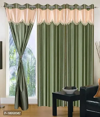 New panipat textile zone 152.4 cm (5 ft) Polyester Plain Window Curtain (Pack of 3)-thumb0
