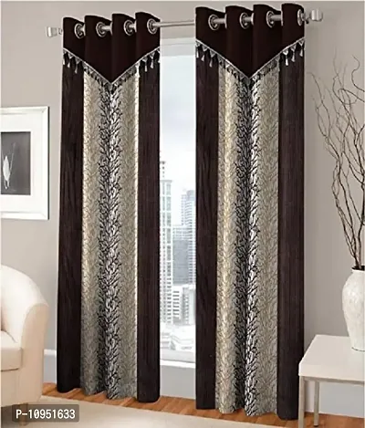 New panipat textile zone Premium Polyester Door Eyelet Curtain (4x7) feet Pack of 2