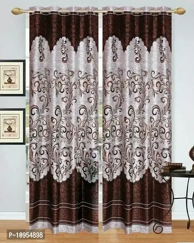 New panipat textile zone Polyester Door Eyelet Curtain 213.36 cm (7 ft) Pack of 2 Color-Brown