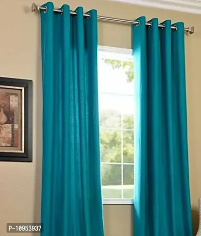 New panipat textile zone Premium Polyester Window Eyelet Curtain??(4x5 feet, Pack of 2) Color- Aqua