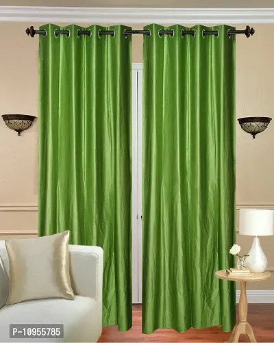 New panipat textile zone Premium Polyester Window Eyelet Curtain??(4x5 feet, Pack of 2) Color-Light Green