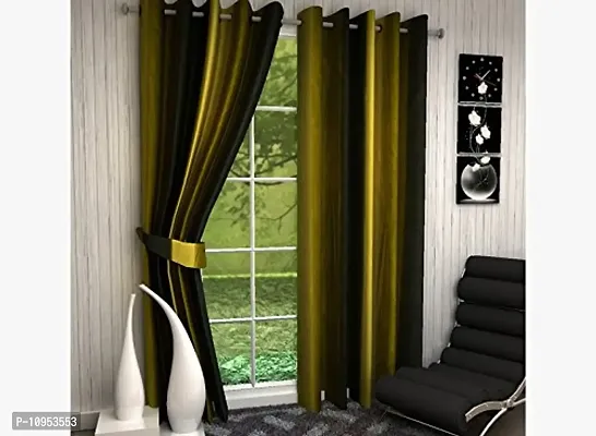 New panipat textile zone Polyester Set of 2 Eyelet Window Curtains (4x5) feet Color-Green-thumb0