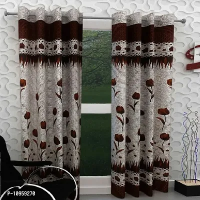 New panipat textile zone Polyester Long Door Eyelet Curtain 274.32 cm (9 ft) Pack of 2 Color - Brown