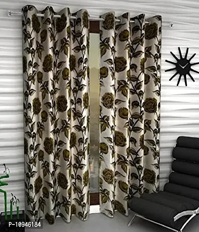 New panipat textile zone Polyester Set of 2 Eyelet Window Curtains (4x5) feet Color-Green-thumb0