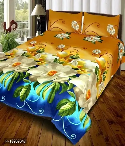 panipat Textile Zone Microfibre Double Bedsheet with 2 Pillow Covers 90 x 92 inch-thumb0