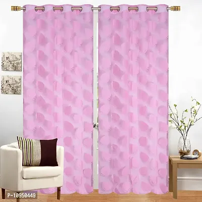 New Panipat Textile Zone Premium Tissue Door Curtain(4x7) Feet Pack of 2 Color-Baby Pink-thumb0