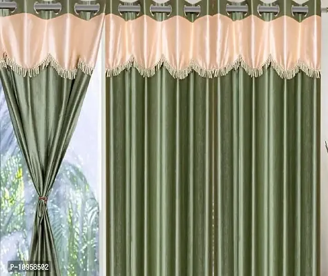 New panipat textile zone 152.4 cm (5 ft) Polyester Plain Window Curtain (Pack of 3)-thumb2