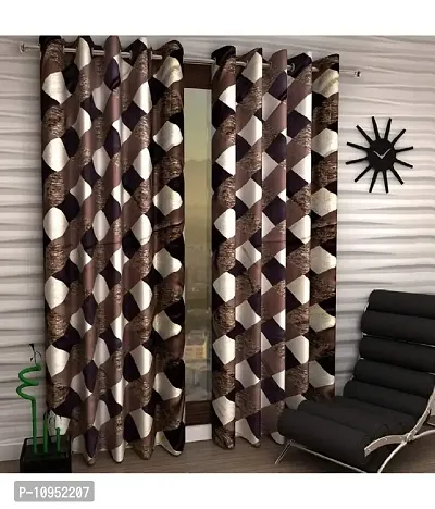New panipat textile zone Premium Polyester Window Eyelet Curtain??(4x5 feet, Pack of 2) Color- Brown-thumb0