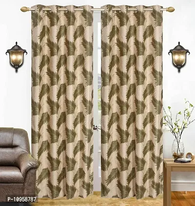 New panipat textile zone Premium Polyester Window Eyelet Curtain??(4x5 feet, Pack of 2) Color - Green