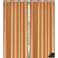 New panipat textile zone Premium Polyester Door Eyelet Curtain??(4x7 feet, Pack of 2) Color- Golden-thumb1