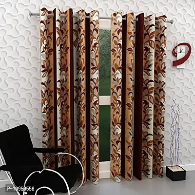 New panipat textile zone Polyester Set of 2 Eyelet Window Curtains (4x5) feet Color- Brown