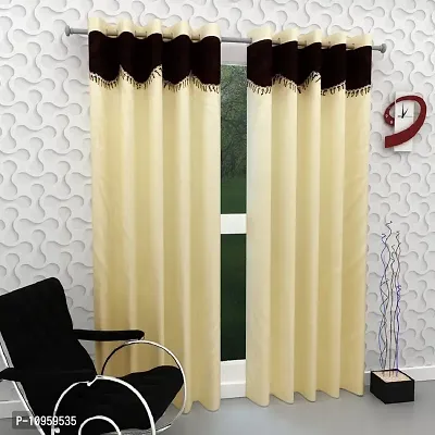 New panipat textile zone Polyester Window Curtain 152.4 cm (5 ft) Pack of 2 (Plain Cream)