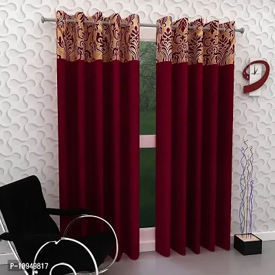 New panipat textile zone Premium Polyester Window Eyelet Curtain??(4x5 feet, Pack of 2) Color-red
