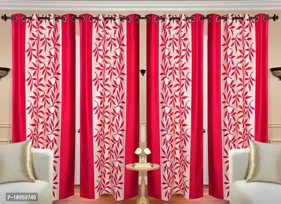 New panipat textile zone' Polyester Door Curtain 213.36 cm (7 ft) Pack of 4 (Printed, Abstract Pink)