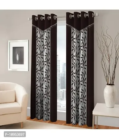 New panipat textile zone Polyester Window Eyelet Curtain 152.4 cm (5 ft) Pack of 2 Color - Brown