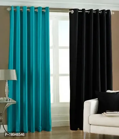 New panipat textile zone Premium Polyester Long Door Eyelet Curtain (4x9) feet Pack of 2