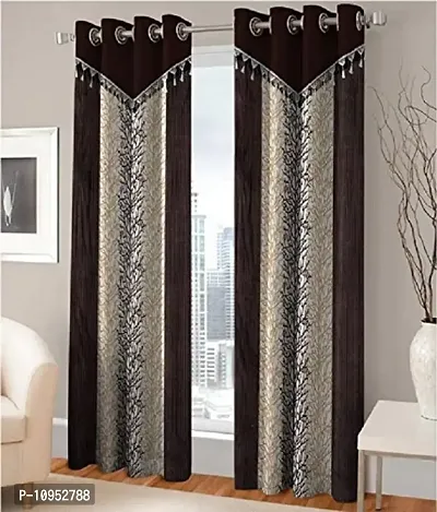 New panipat textile zone Premium Polyester Long Door Eyelet Curtain (4x9) feet Pack of 2