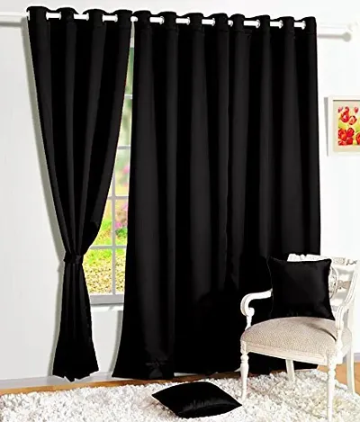 New panipat textile zone Blackout Plain Faux Silk Premium Solid Curtain