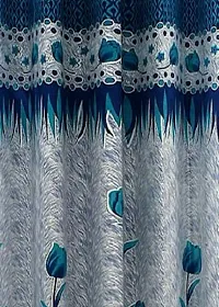 New panipat textile zone Polyester Long Door Eyelet Curtain 274.32 cm (9 ft) Pack of 2 Color- Blue-thumb1
