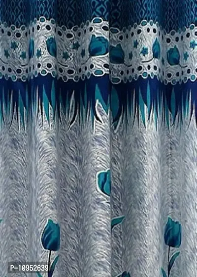 New panipat textile zone Polyester Long Door Eyelet Curtain 274.32 cm (9 ft) Pack of 2 Color- Blue-thumb2