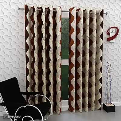 New panipat textile zone Polyester Set of 2 Eyelet Long Door Curtains (4x9) feet Color- Red
