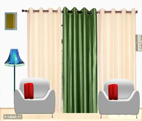 New panipat textile zone Premium Polyester Long Door Eyelet Curtain (4x9) feet Pack of 3