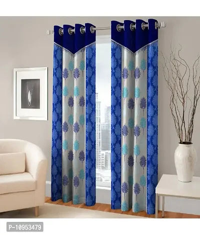 New panipat textile zone Polyester Door Eyelet Curtain 213.36 cm (7 ft) Pack of 2 Color - Blue