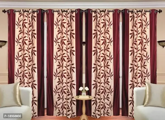 New panipat textile zone' Polyester Window Curtain 152.4 cm (5 ft) Pack of 4 (Printed, Abstract Maroon)