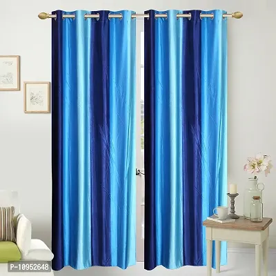 New panipat textile zone Premium Polyester Window Eyelet Curtain??(4x5 feet, Pack of 2) Color-Blue