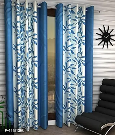 New panipat textile zone Polyresin Geometric Grommet Curtain, 5 Feet, Aqua, Pack of 2
