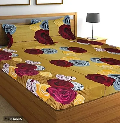 Roomesssentials 150 TC Ploycotton Double Bedsheet with 2 Pillow Covers Size 90 by 90 3D Printed Multi Colour-thumb0