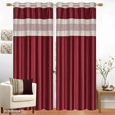New panipat textile zone Premium Window Curtain(4x5) feet Pack of 2 Color-Maroon