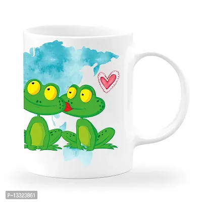 Artle Media Ceramic Turtle Couple Coffee Mug - 1 Piece, White, 350 ml (Gift to Your Love, Husband, Wife, Boyfriend, Girlfriend, Valentine, Friend)-thumb0