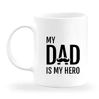 Artle Media Ceramic My Dad is My Hero Coffee Mug - 1 Piece, White, 350 ml (Gift to Your Love, Husband, Wife, Boyfriend, Girlfriend, Valentine, Friend,Brother, Sister)-thumb1