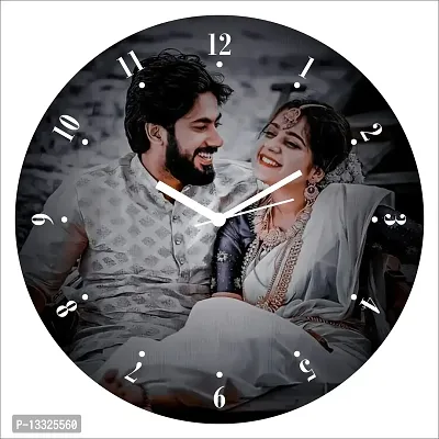 Artle Media Customize Round Designer Wall Clock with 1 Photo Frame for Birthday, to Your Love Ones & Home Decore (Size 30x30 cm)
