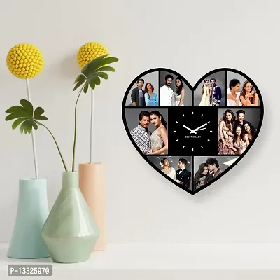 Artle Media Customize Heart Shape Wall Clock with 8 Photos Frame for Birthday and Anniversary Gift & Home Decore (Size 30x30 cm)-thumb3