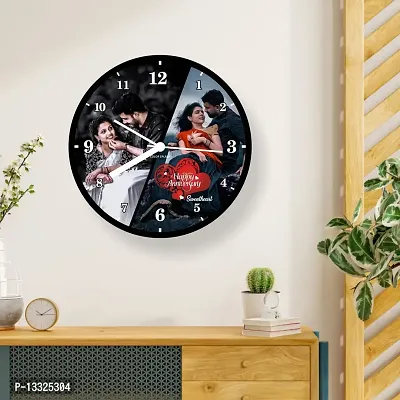 Artle Media Customize Round Wall Clock with 2 Photos Frame for Birthday and Anniversary Gift & Home Decore (Size 30x30 cm, Black)-thumb3
