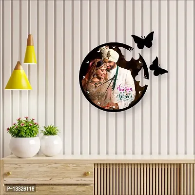Artle Media Customize Round Wall Clock with Two Butterfly with 1 Photo Frame for Birthday and Anniversary Gift & Home Decore (Size 30x30 cm)-thumb3