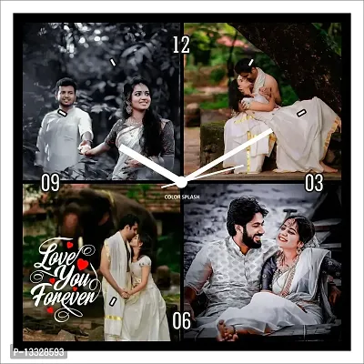 Artle Media Customize Wall Clock with 4 Photos Frame for Birthday and Anniversary Gift & Home Decore (Size 30x30 cm)