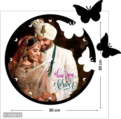 Artle Media Customize Round Wall Clock with Two Butterfly with 1 Photo Frame for Birthday and Anniversary Gift & Home Decore (Size 30x30 cm)-thumb4