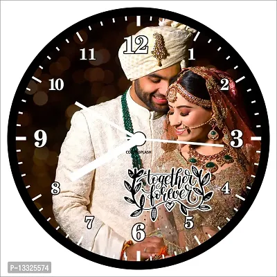 Artle Media Customize Round Wall Clock with 1 Photo Frame for Birthday and Anniversary Gift & Home Decore (Size 30x30 cm, Black)
