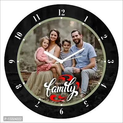 Artle Media Customize Round Shape Wall Clock with 1 Photo Frame for Birthday and Anniversary Gift & Home Decore (Size 30x30 cm)
