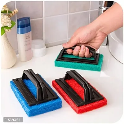 Tile Cleaning Multipurpose Scrubber Brush with Handle (Set of 3)