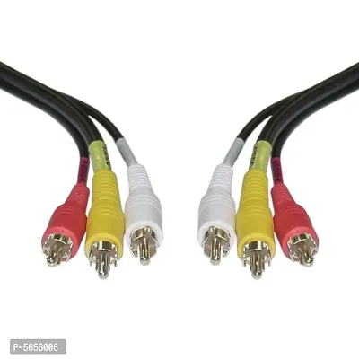 3 RCA Composite Audio Video AV Cable TV LCD LED DTH pack of 2-thumb0