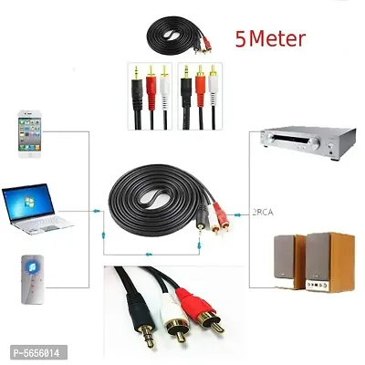 Combo 3.5mm Male to 2 RCA Male and 3RCA Male to 3RCA Male Stereo Audio Video Extension Cable 5 Meter 3.5mm to 2RCA/3RCA to 3RCA-thumb5