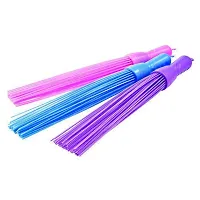 Multipurpose Hard Plastic Bristles Floor Broom Duster Wiper Easy Cleaning for Bathroom  (Multicolor, 2 pack)-thumb4
