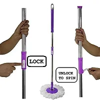 Mop Stick Stainless Steel Rod Pol with 2 Refill (Microfiber Head) 360deg; Rotating Pole-thumb4