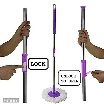 Mop Stick Stainless Steel Rod Pol with 2 Refill (Microfiber Head) 360deg; Rotating Pole-thumb5